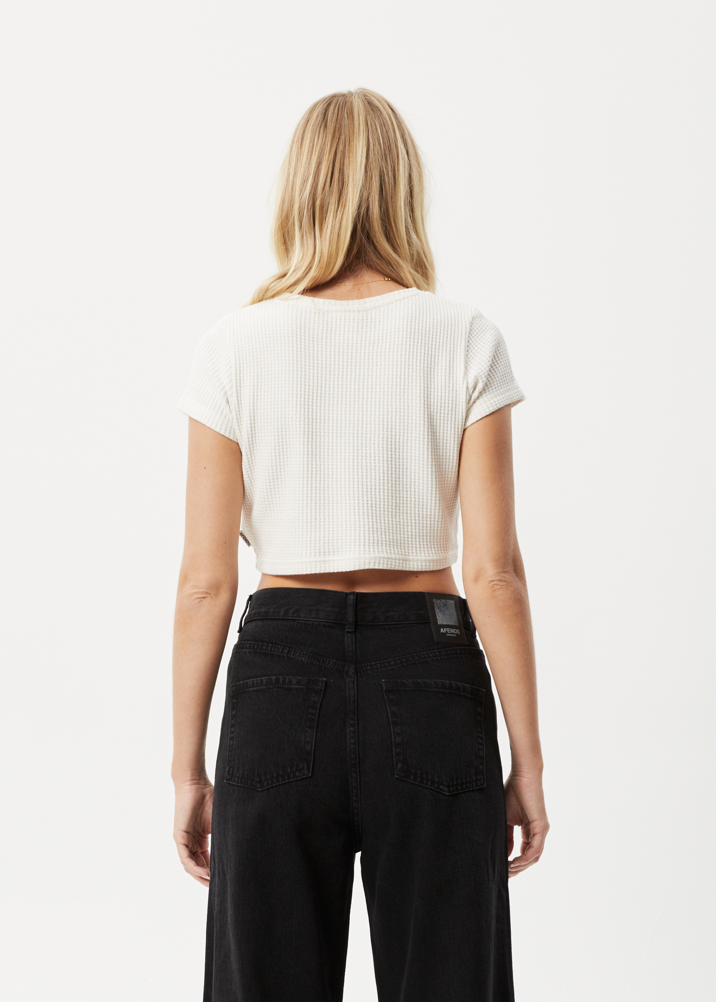 Afends Womens Ari - Waffle Cropped T-Shirt - Off White 