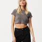 Afends Womens Ari - Waffle Cropped T-Shirt - Steel 