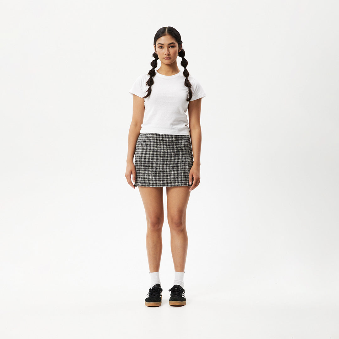 Afends Womens Asta - Seersucker Mini Skirt - Steel Check W233907-SCH-XS