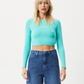 Afends Womens Boundless - Recycled Ribbed Cropped Long Sleeve Top - Jade 