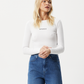 Afends Womens Boundless - Recycled Ribbed Cropped Long Sleeve Top - White 