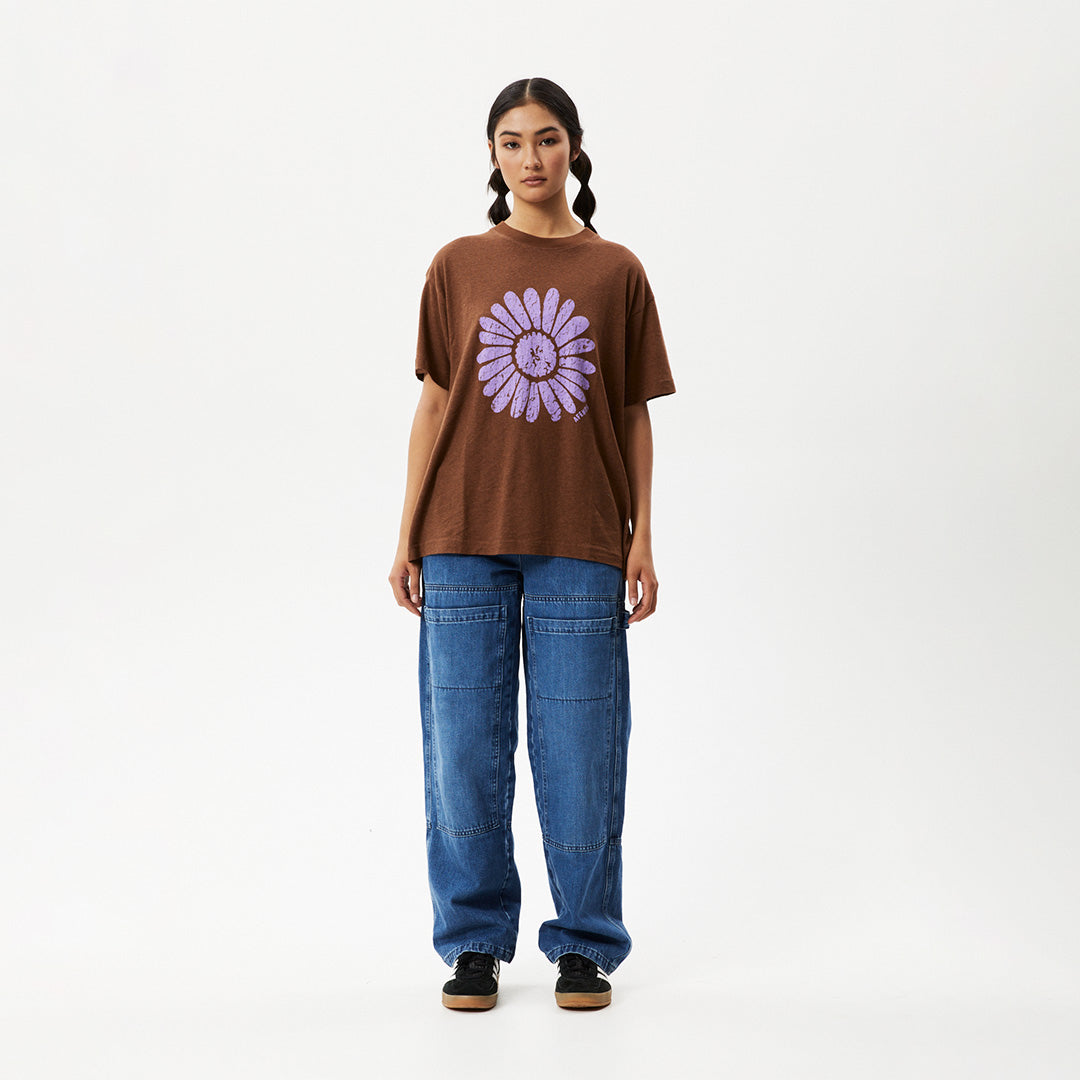 Afends Womens Daisy Slay - Oversized Graphic T-Shirt - Toffee W233004-TOF-XS
