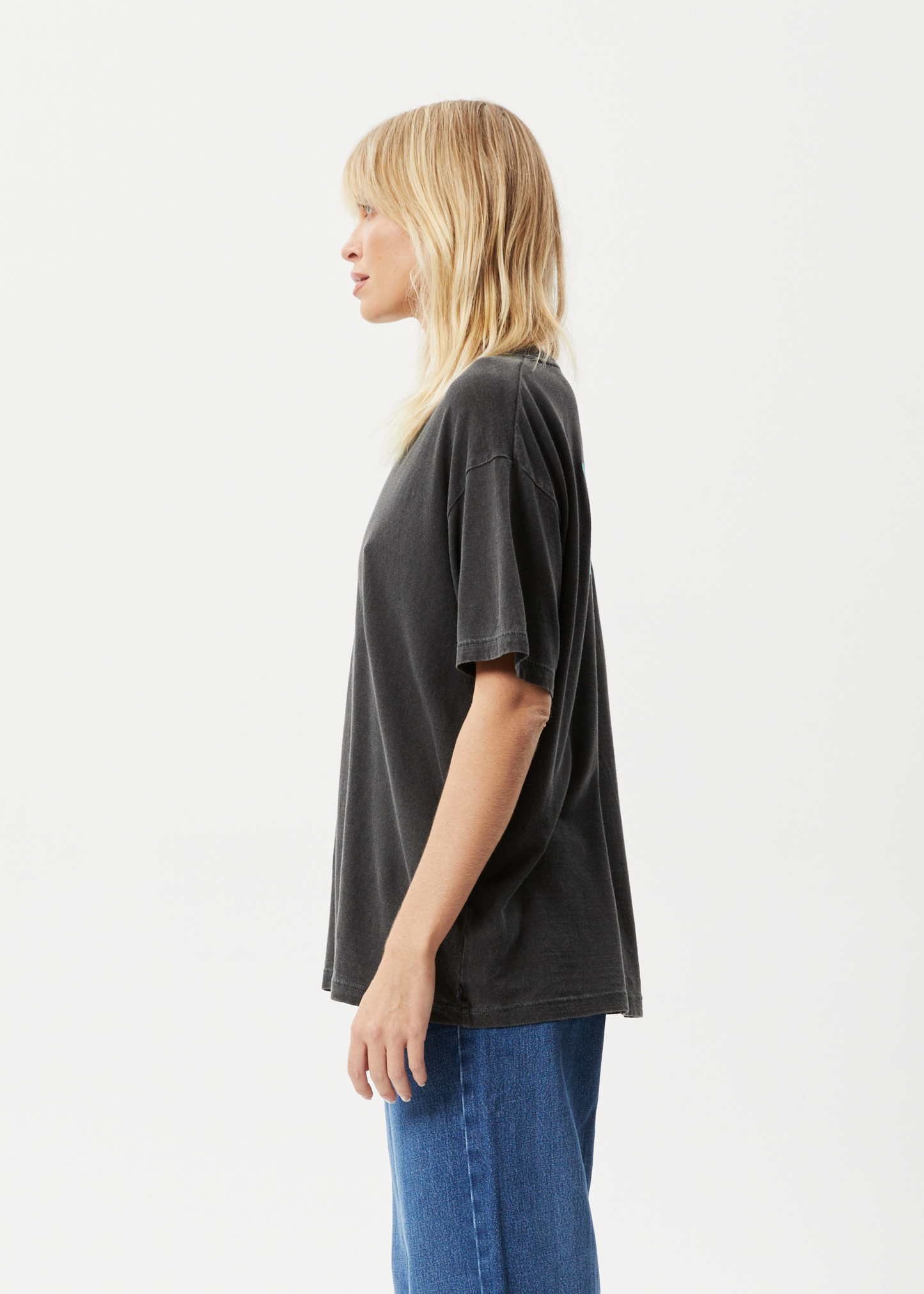 Afends Womens Daze Slay - Hemp Oversized Graphic T-Shirt - Stone Black 