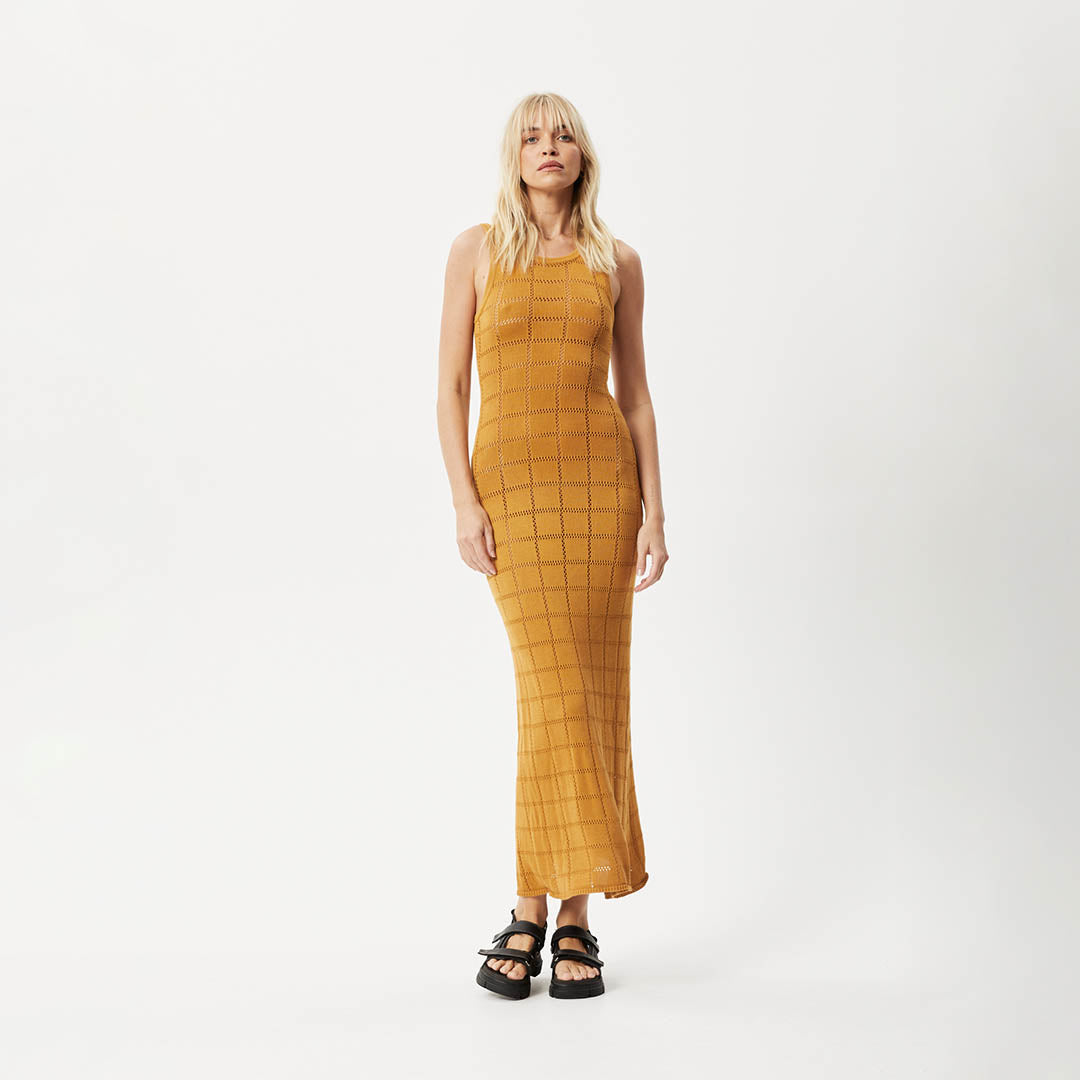 Afends Womens Femme - Knit Maxi Dress - Mustard W232802-MUS-XS