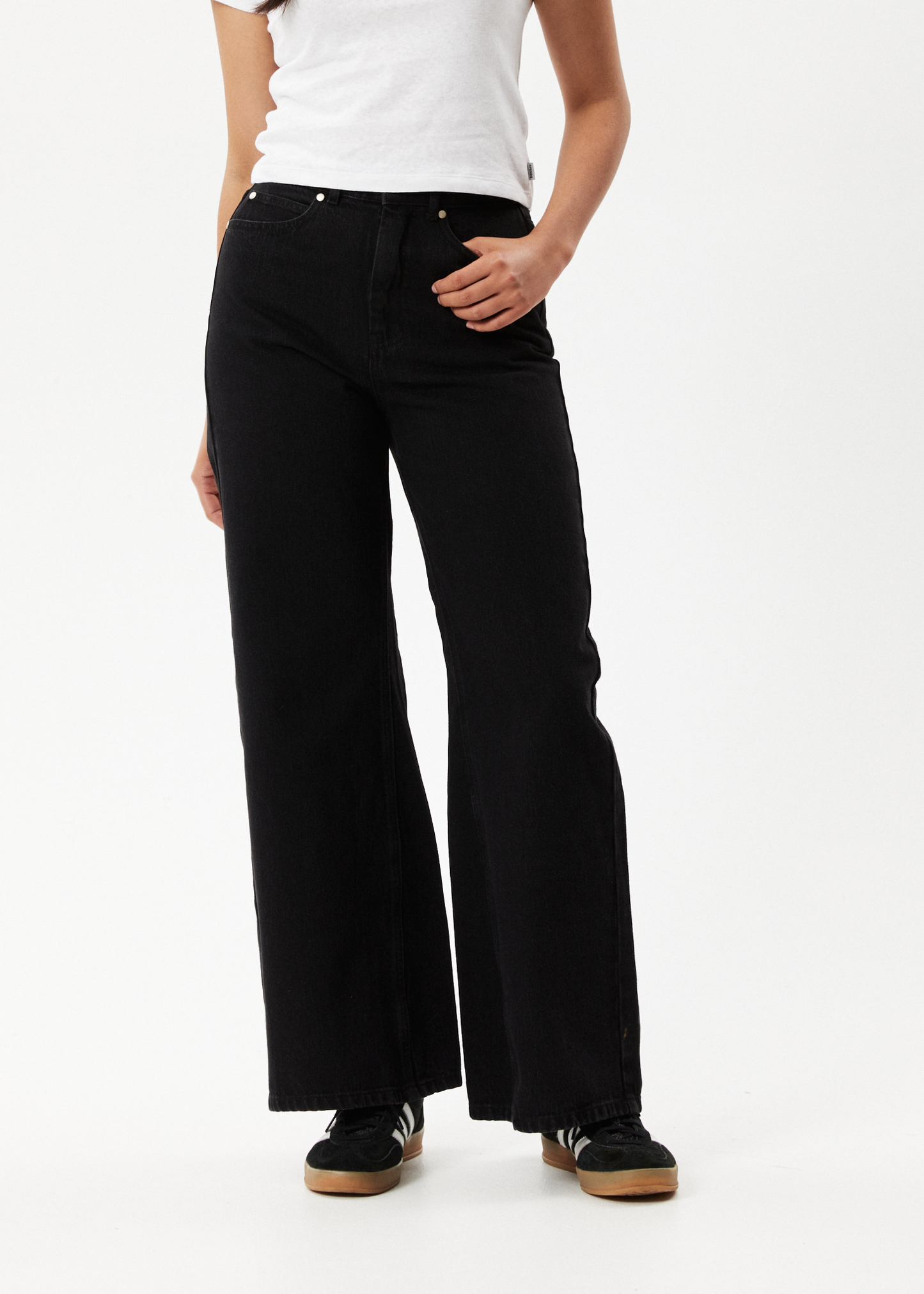 Afends Womens Gigi - Organic Denim Flared Jeans - Washed Black 