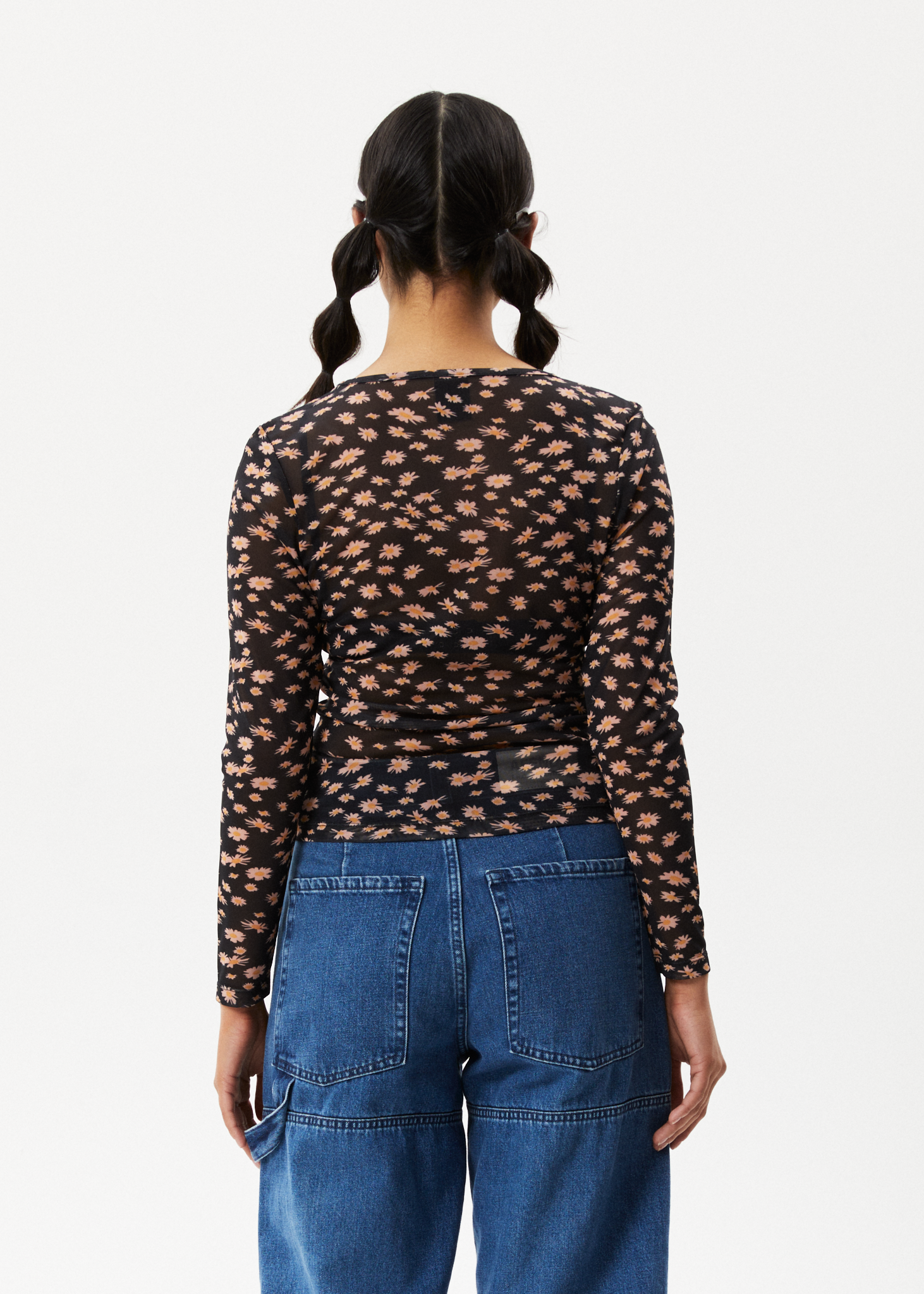 Afends Womens Hazey - Sheer Long Sleeve Top - Black Floral 