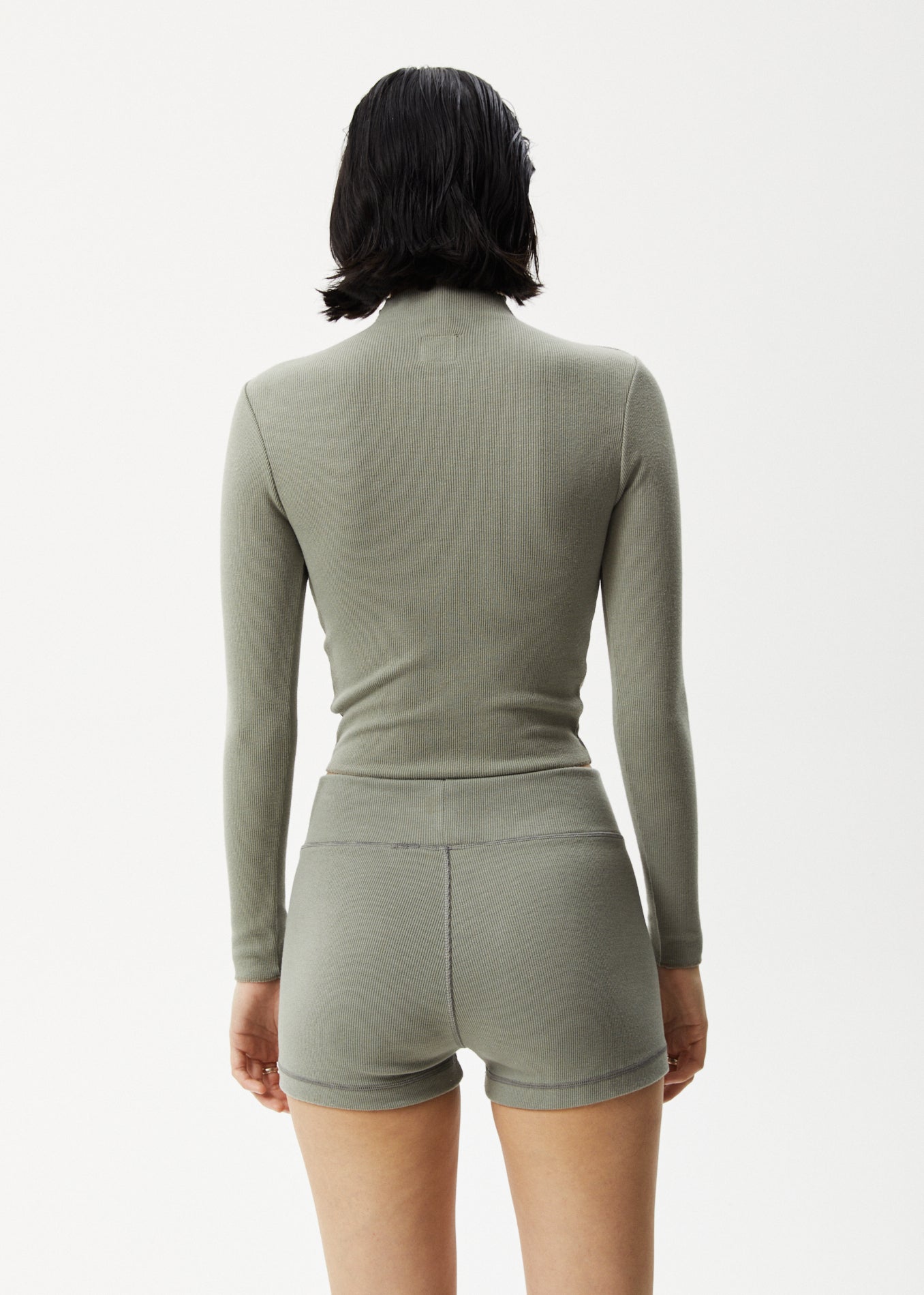 Afends Womens Iconic - Hemp Ribbed Long Sleeve Top - Olive - Sustainable Clothing - Streetwear