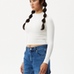 Afends Womens Iconic - Hemp Ribbed Long Sleeve Top - Off White 