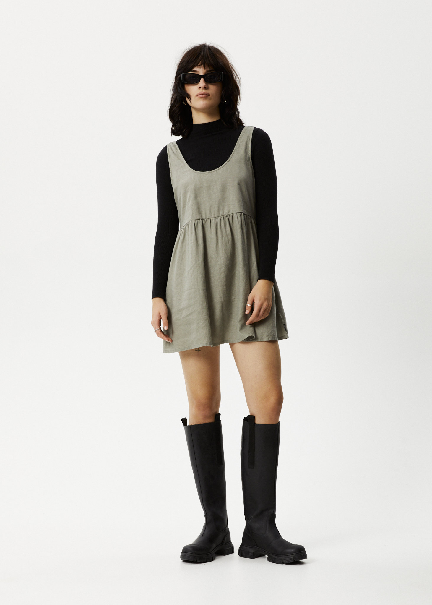 Afends Womens Jesse - Hemp Mini Dress - Olive