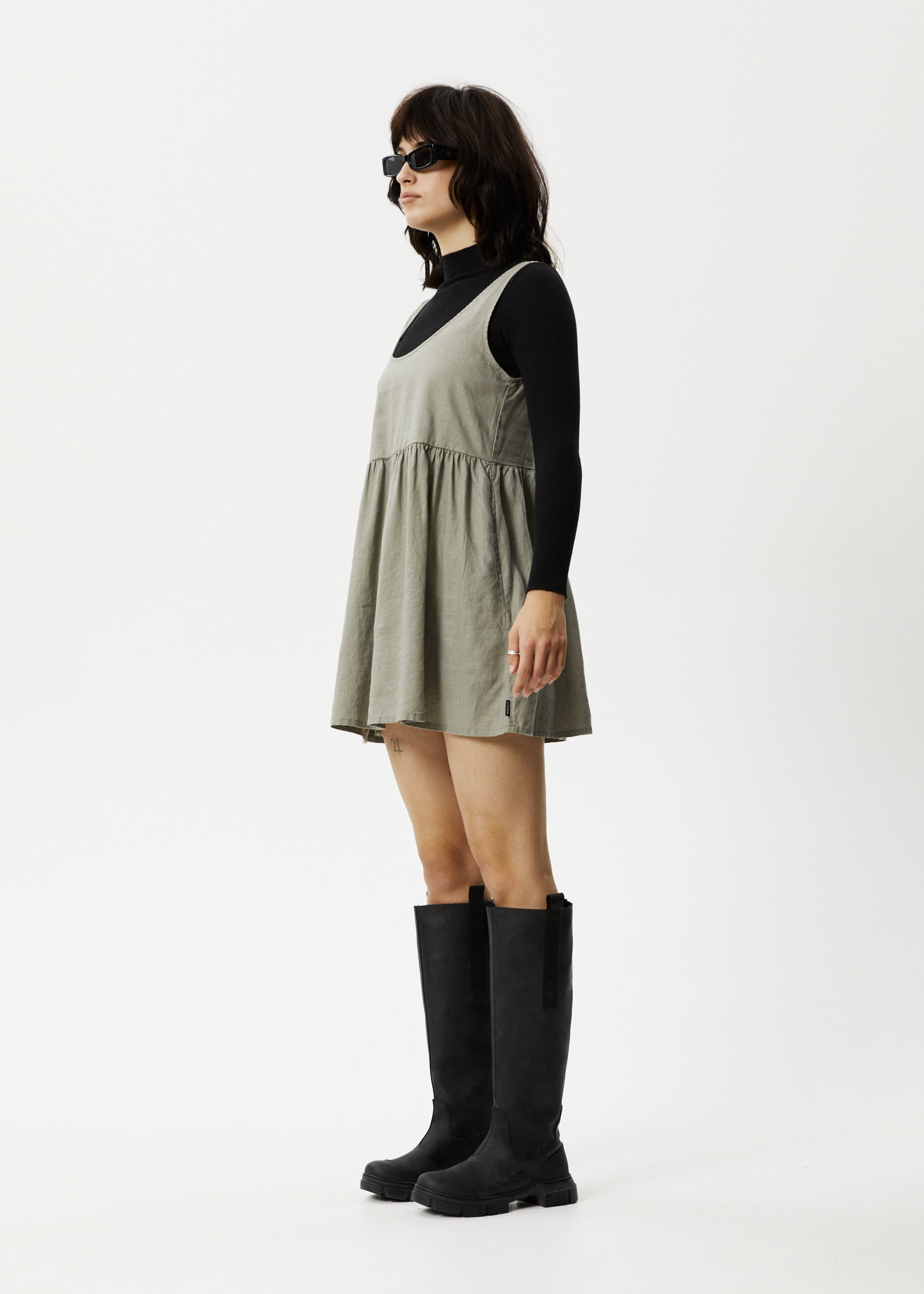 Afends Womens Jesse - Hemp Mini Dress - Olive