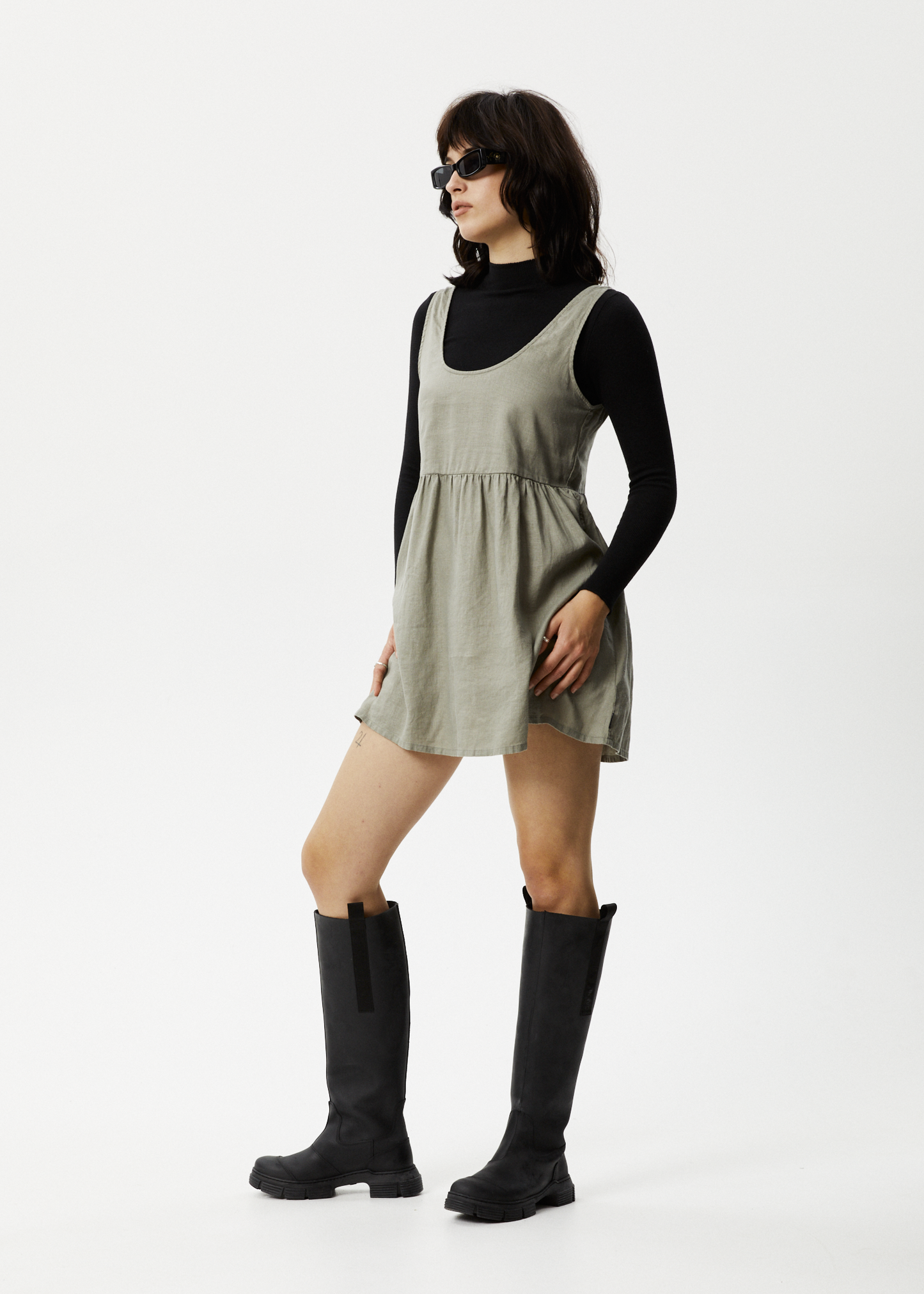 Afends Womens Jesse - Hemp Mini Dress - Olive