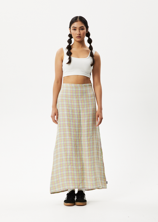 Afends Womens Kali - Maxi Skirt - Pistachio Check 