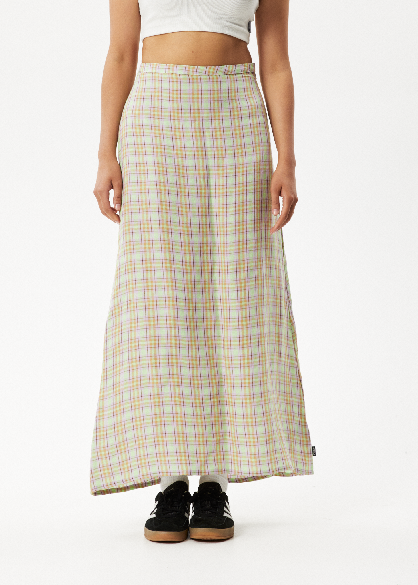 Afends Womens Kali - Maxi Skirt - Pistachio Check 