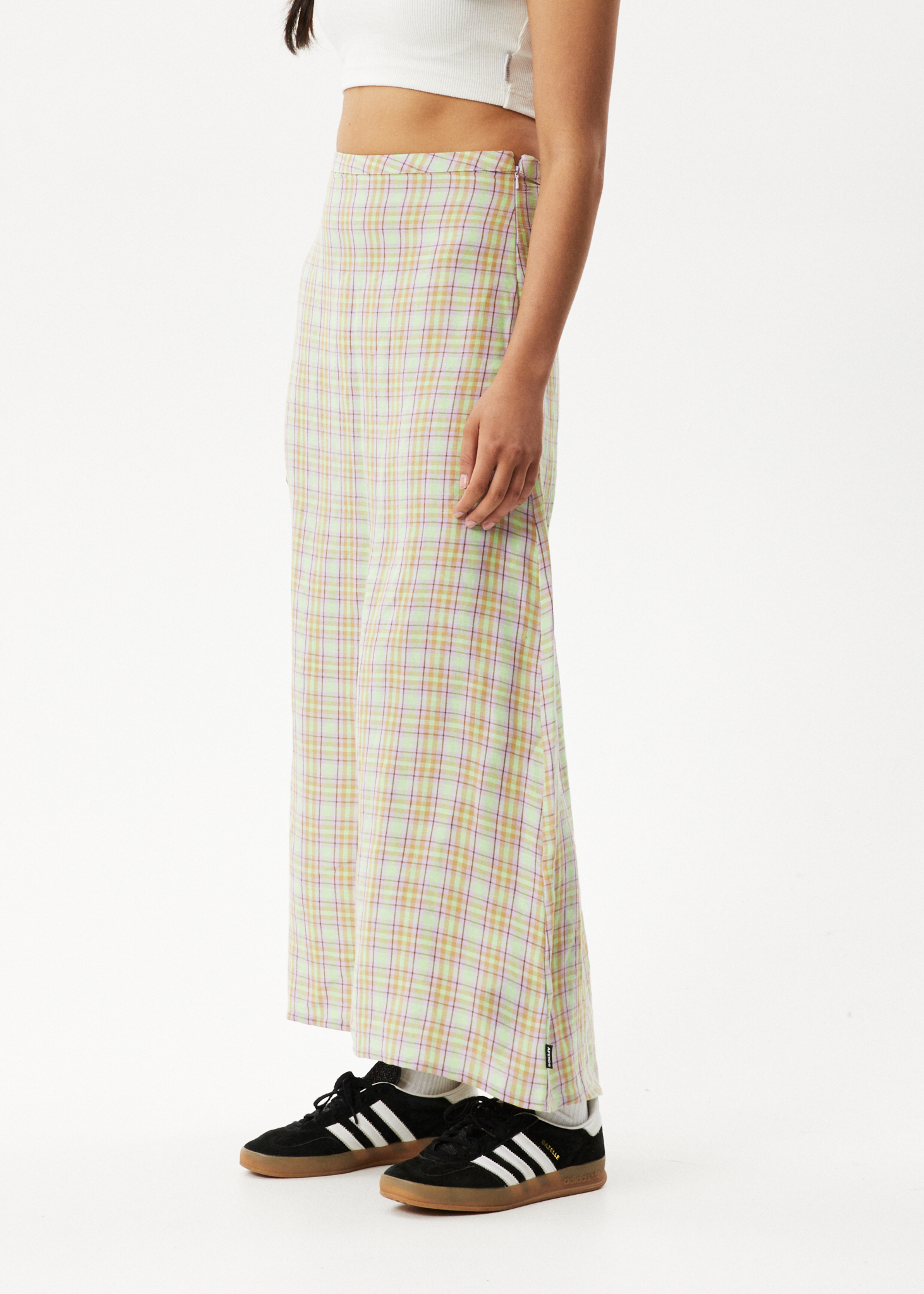 Afends Womens Kali - Maxi Skirt - Pistachio Check 