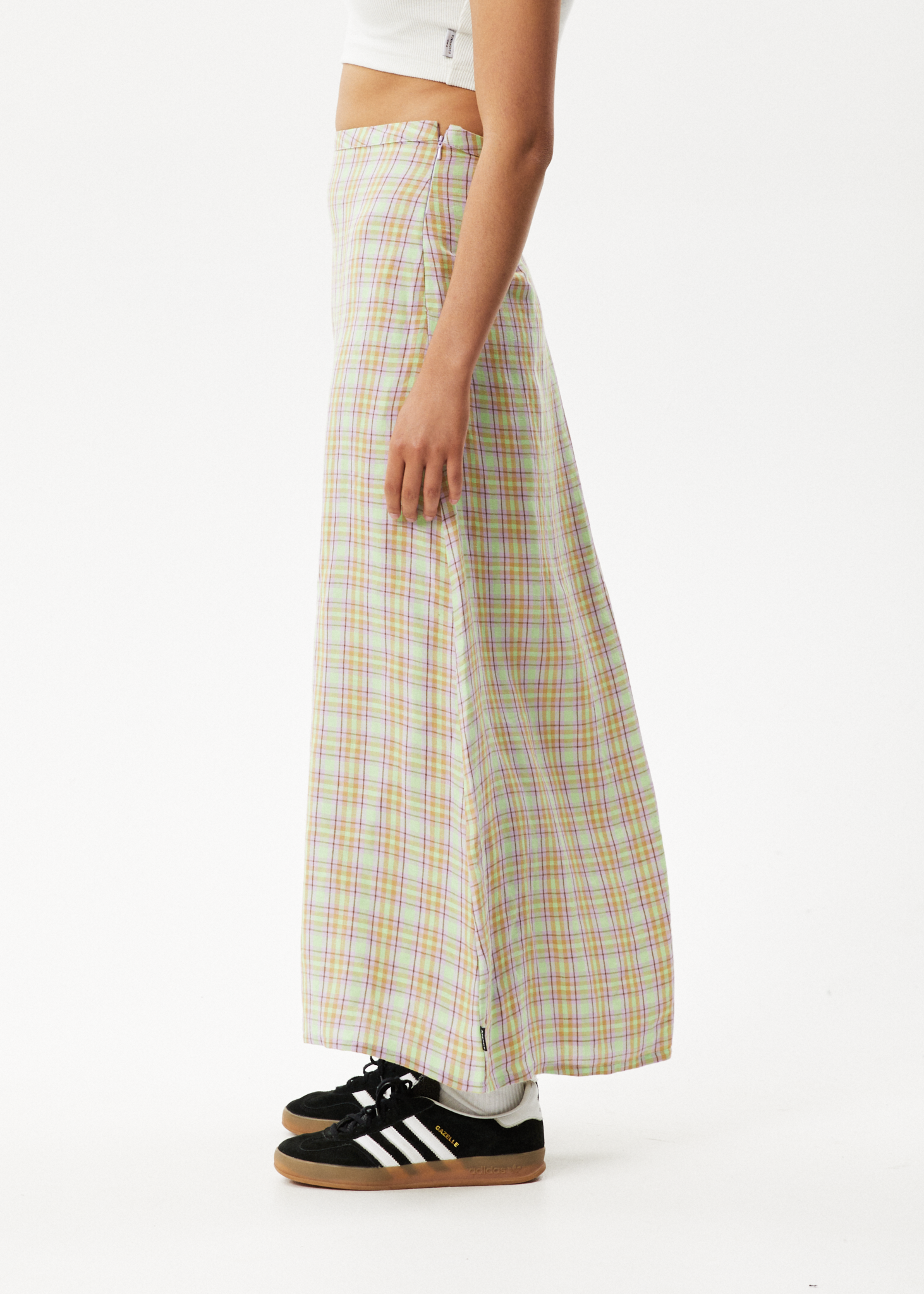 Afends Womens Kali - Maxi Skirt - Pistachio Check 