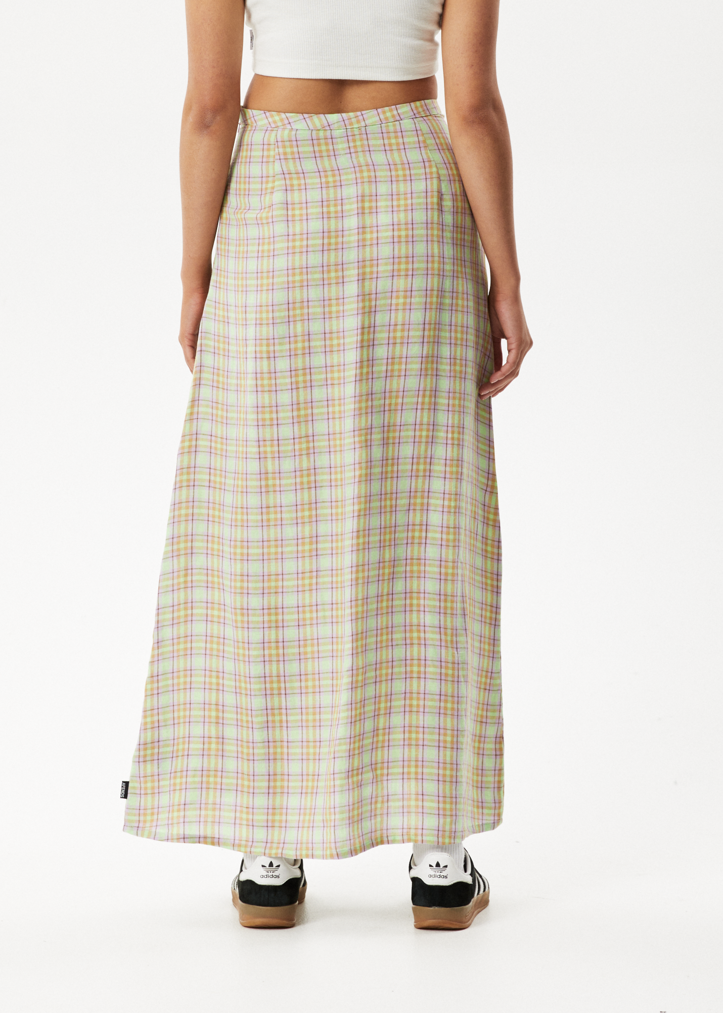 Afends Womens Kali - Maxi Skirt - Pistachio Check 