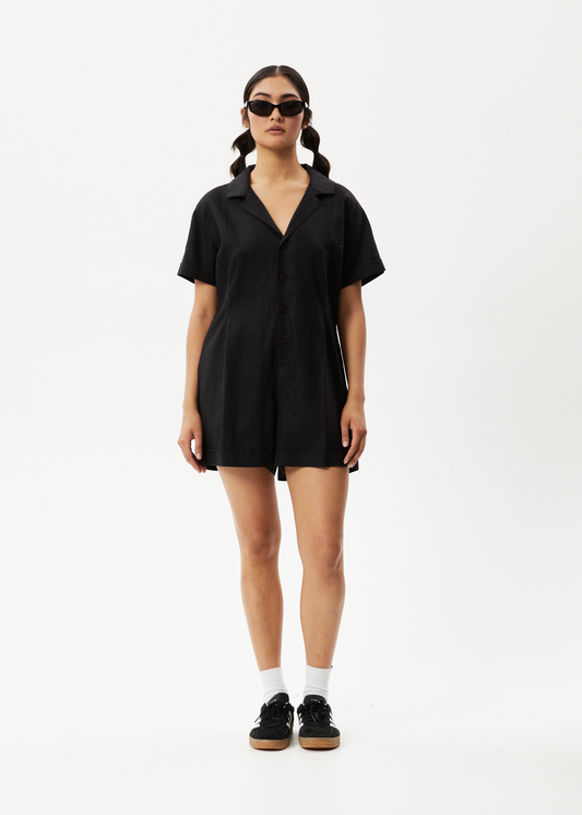 Afends Womens Kokomo - Hemp Playsuit - Black 