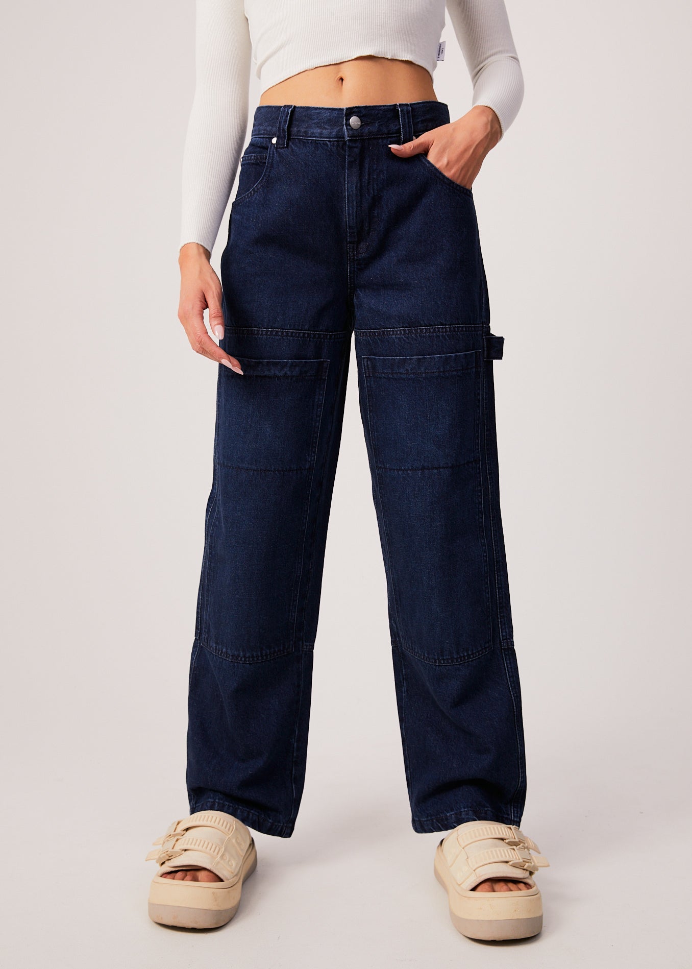 Afends Womens Moss - Hemp Denim Carpenter Jeans - Original Rinse 