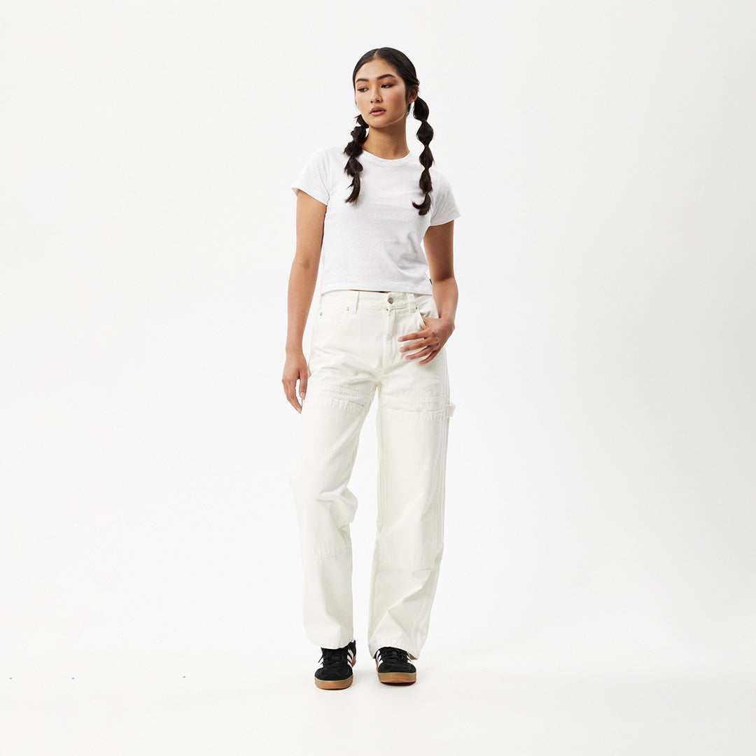 Afends Womens Moss - Organic Denim Carpenter Jeans - Off White W220469-OFW-28