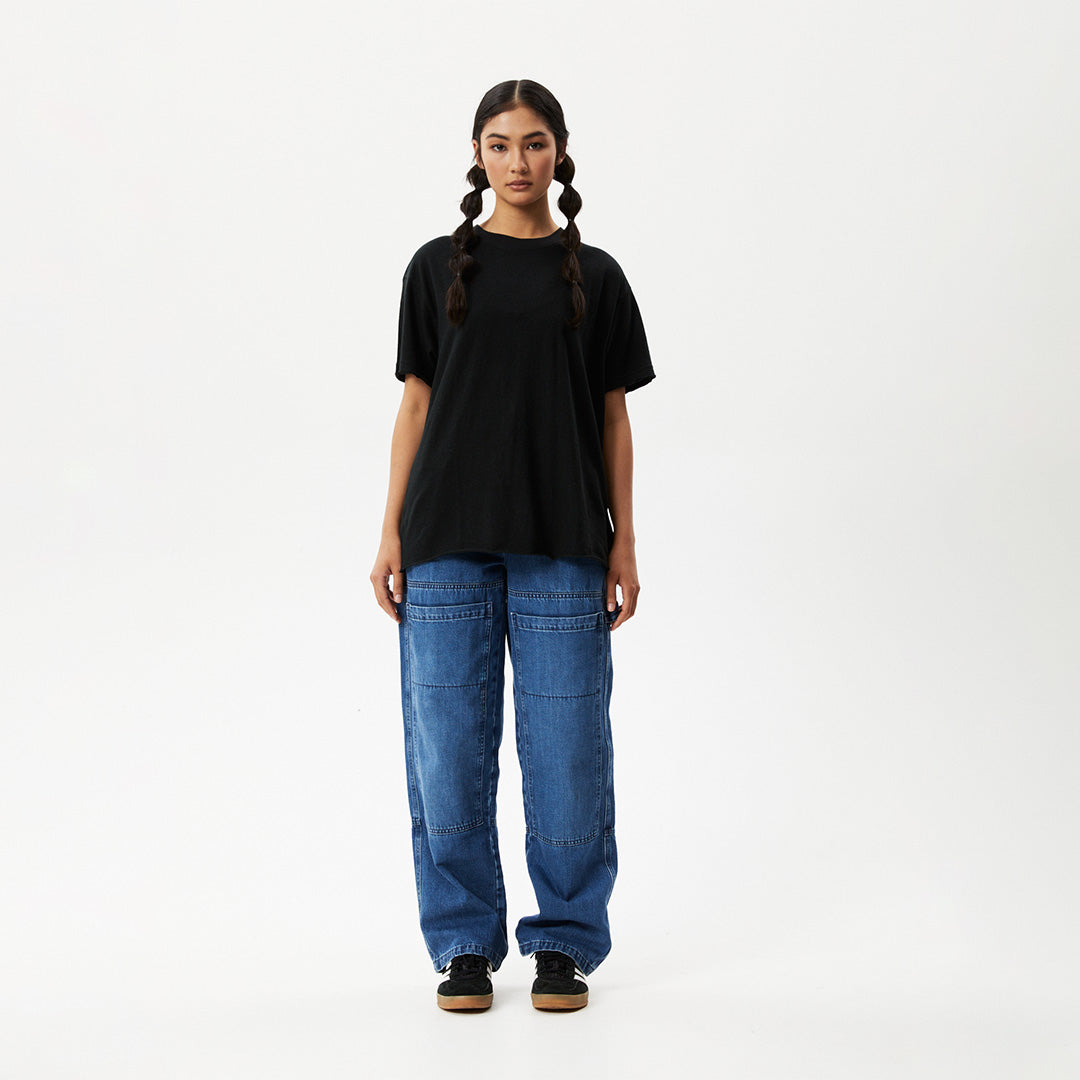 Afends Womens Slay - Hemp Oversized T-Shirt - Black W220002-BLK-XS