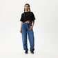 Afends Womens Slay Cropped - Hemp Oversized T-Shirt - Black W220008-BLK-XS
