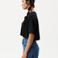 Afends Womens Slay Cropped - Hemp Oversized T-Shirt - Black 