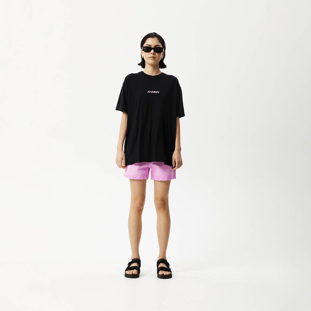 Afends Womens Sun Dancer Slay - Oversized T-Shirt - Black W232004-BLK-XS