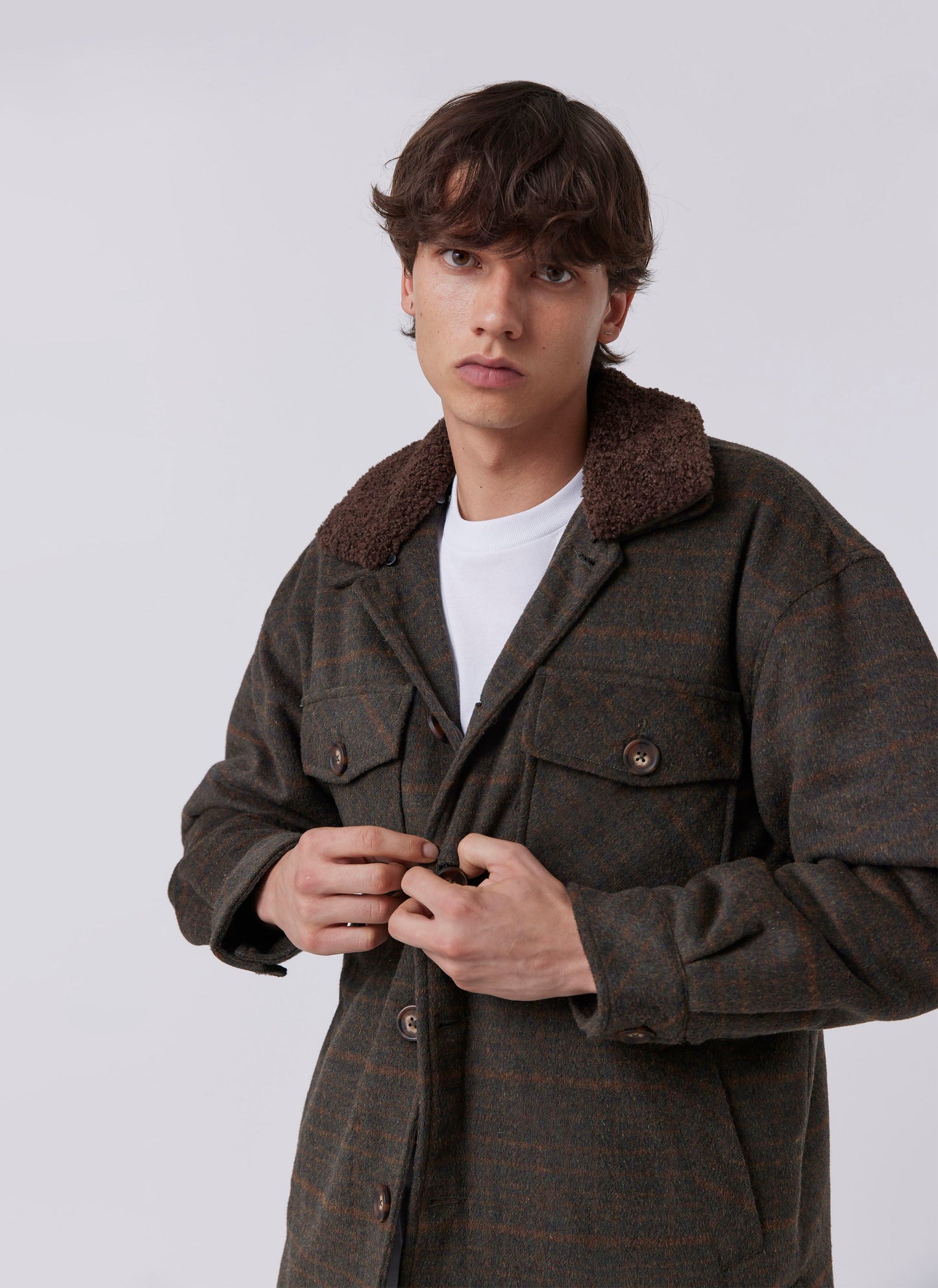 Holland Sherpa Jacket Forest Plaid