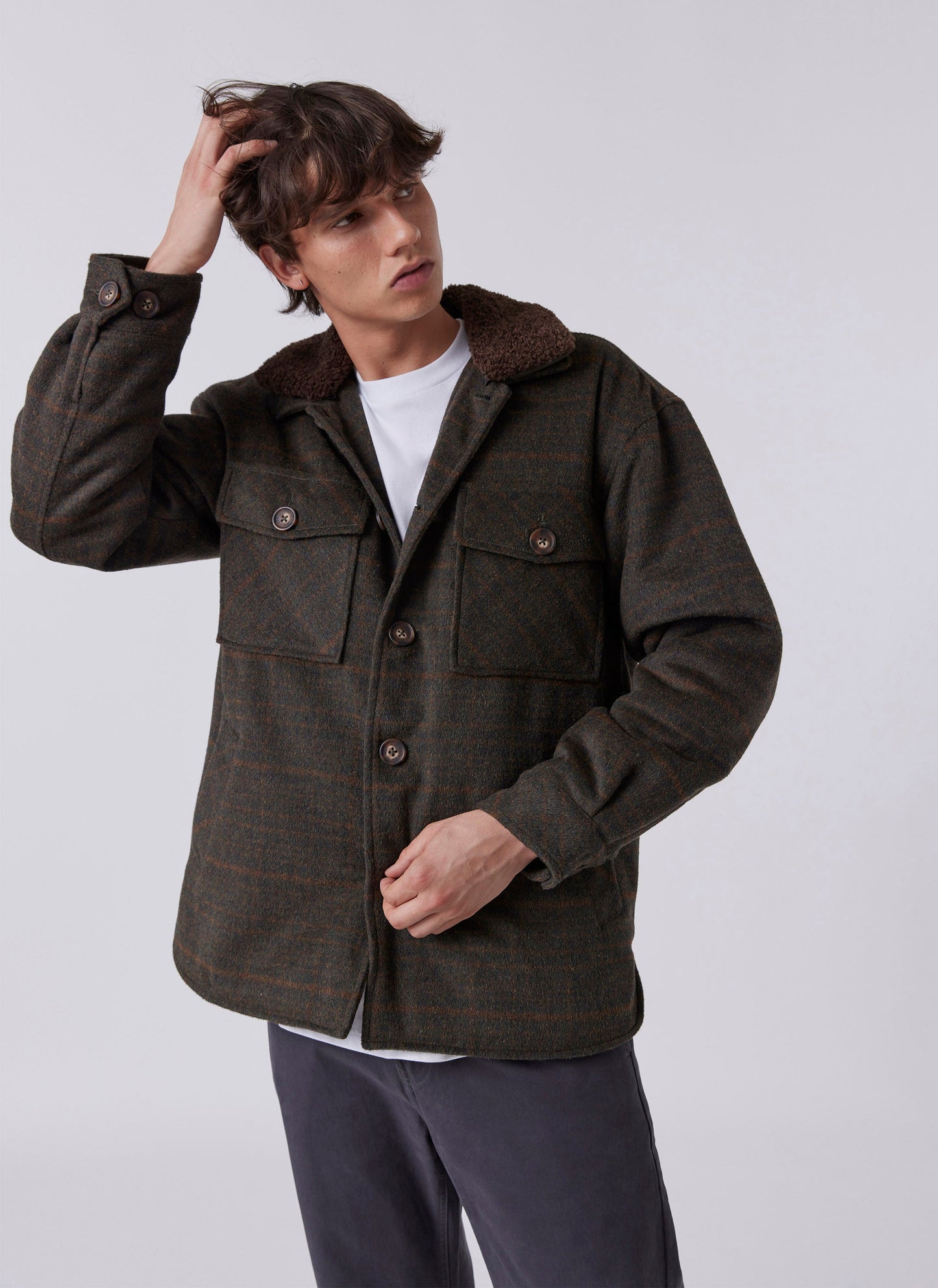 Holland Sherpa Jacket Forest Plaid