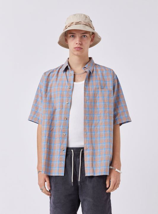 Homie Shirt Sky Linen Plaid