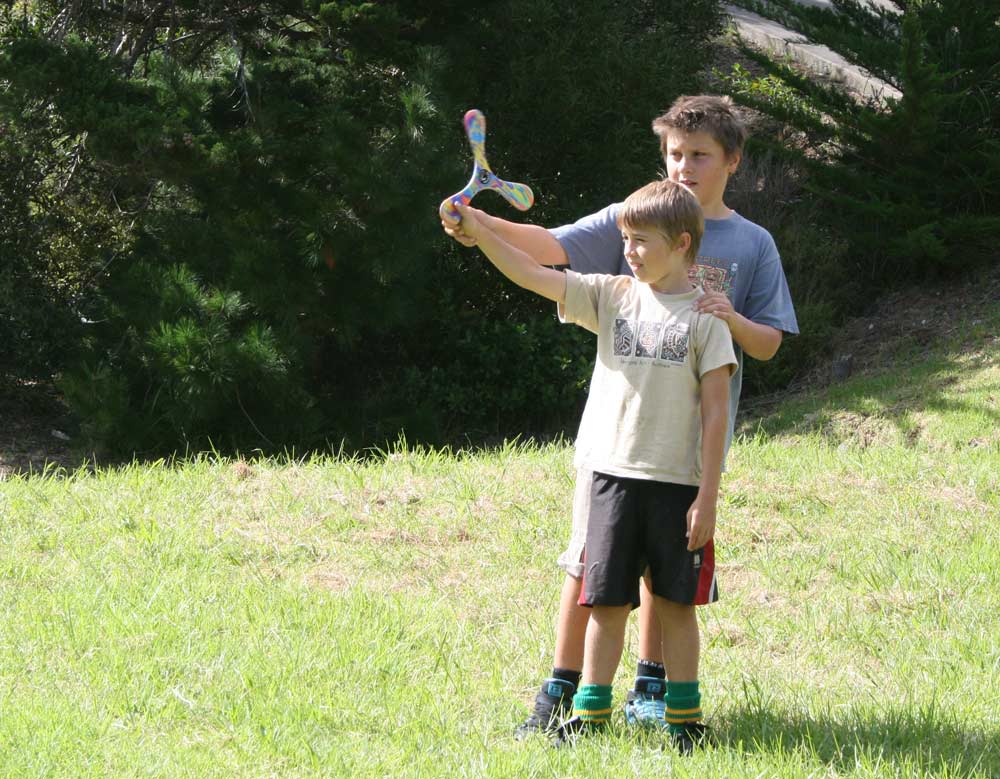 Children playing with Aussie Superang