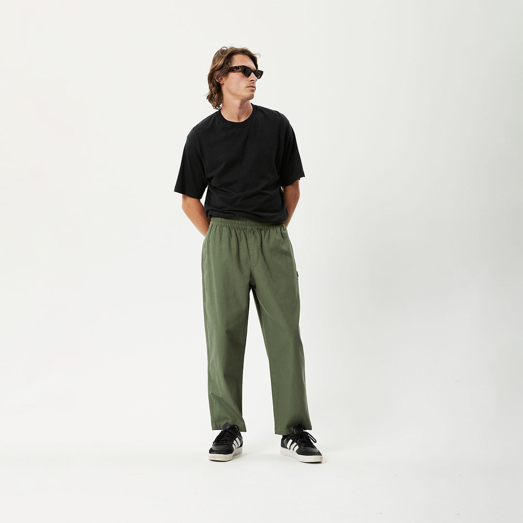 Afends Mens Ninety Eights - Recycled Baggy Elastic Waist Pants - Cypress M220405-CYP-XS