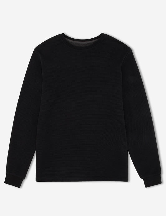 Waffle Long Sleeve Tee - Black