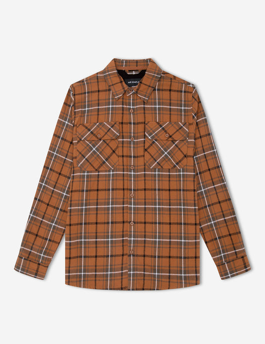 Flannel Long Sleeve Shirt - Terracotta Check