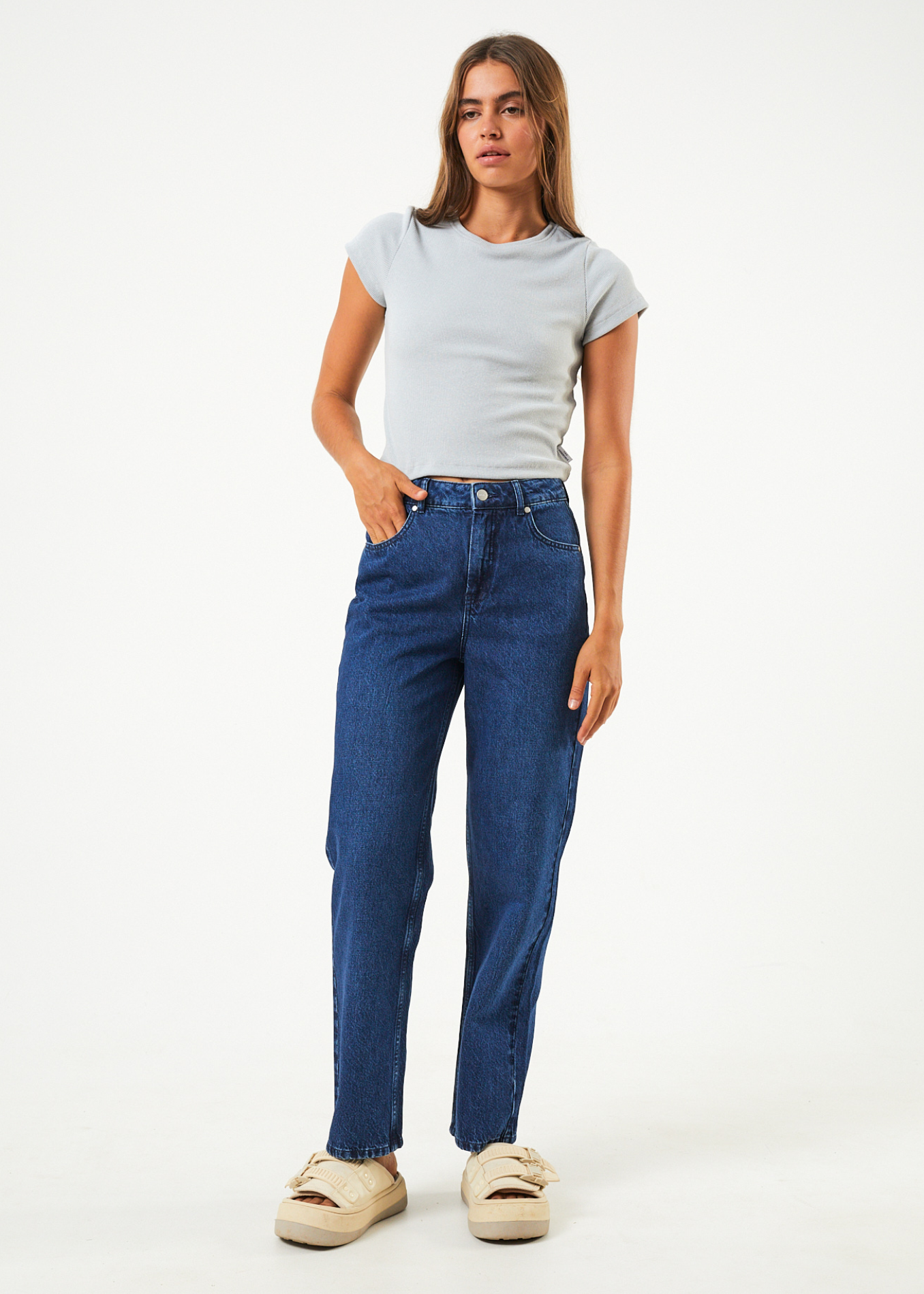 Afends Womens Shelby - Hemp Denim Wide Leg Jeans - Original Rinse 