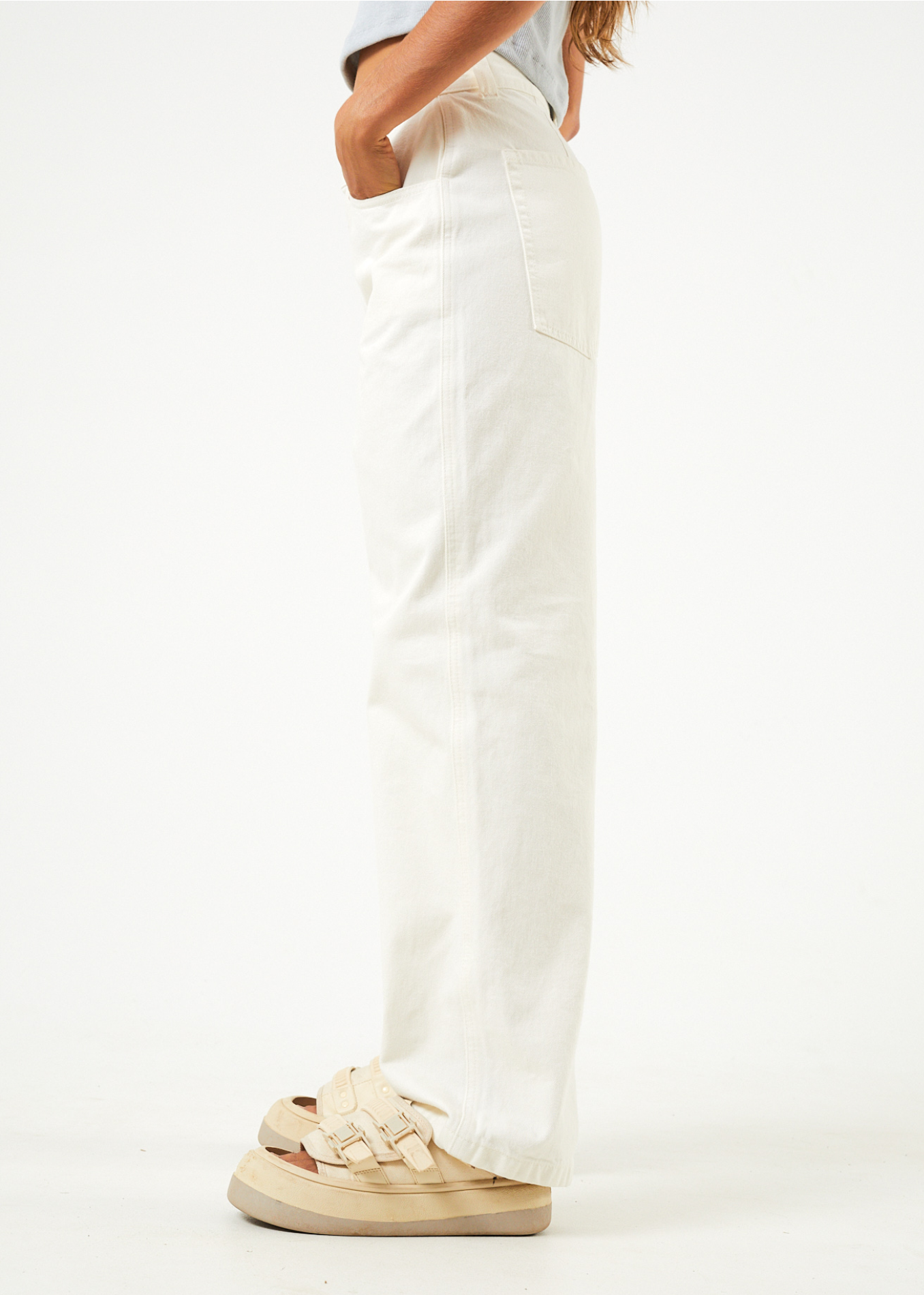 Afends Womens Bella - Organic Denim Baggy Jeans - Off White 