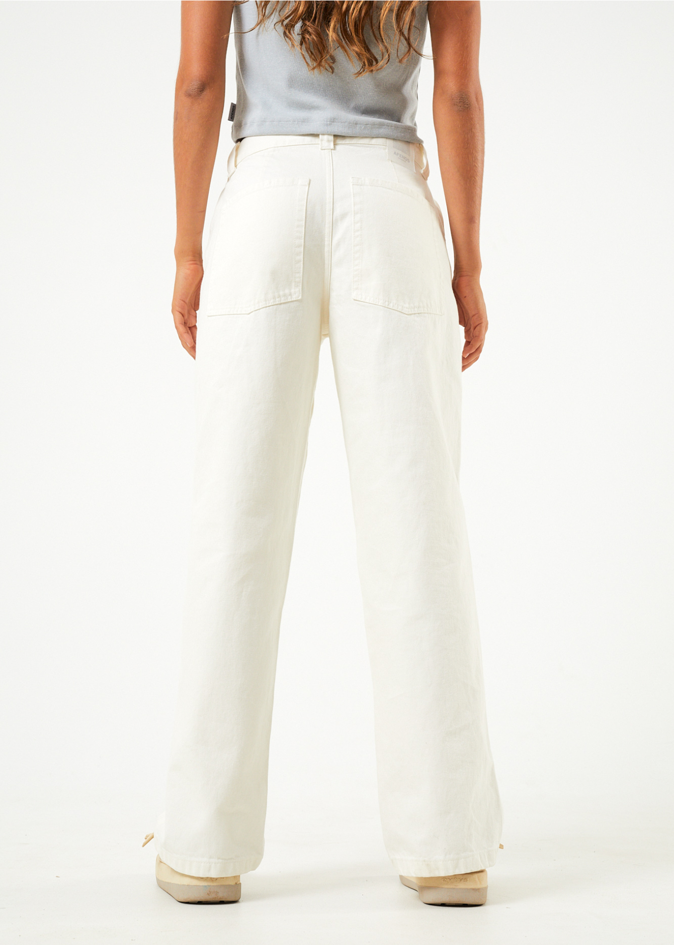 Afends Womens Bella - Organic Denim Baggy Jeans - Off White 