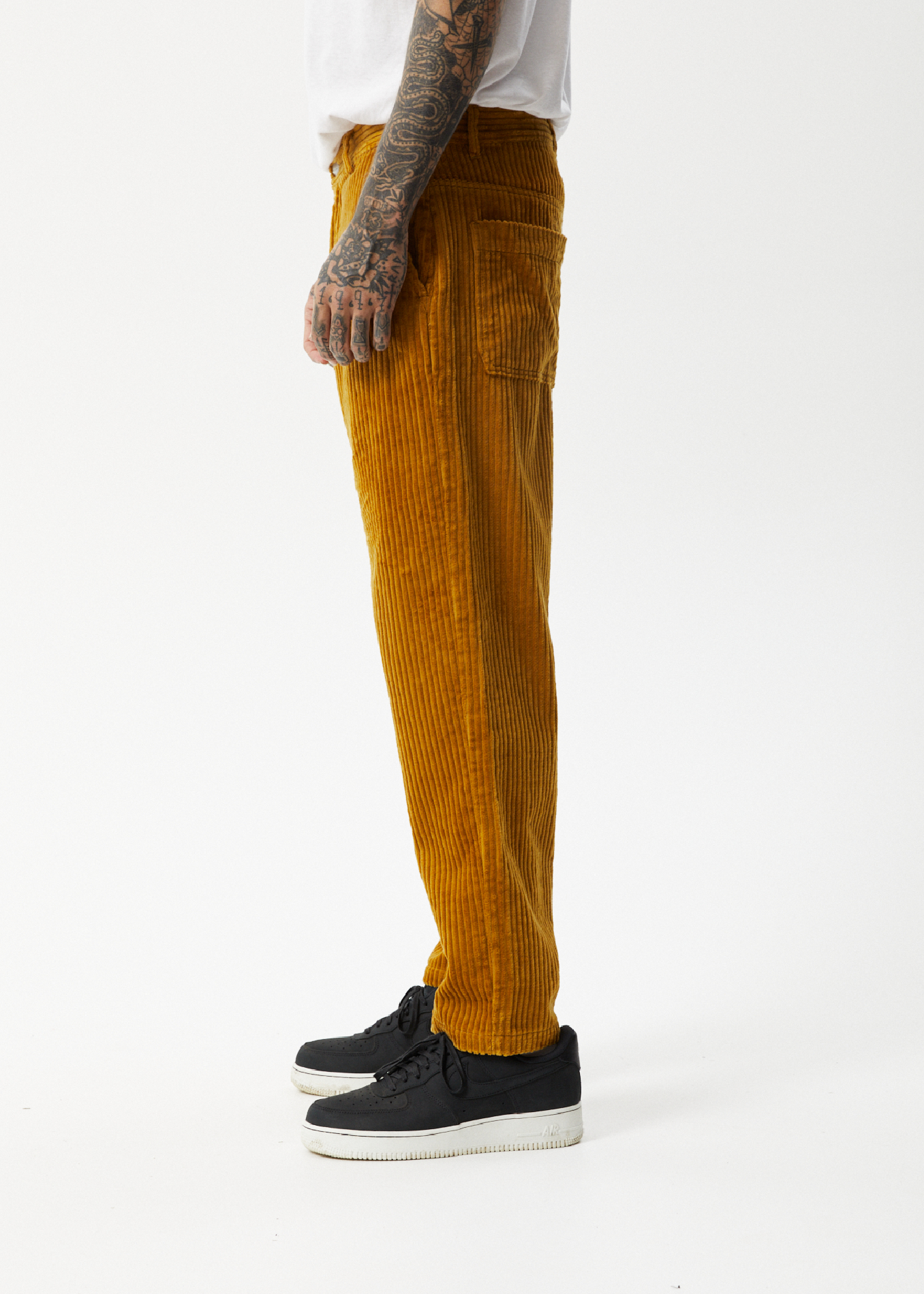 Afends Mens Waterfall Ninety Twos - Corduroy Relaxed Pants - Mustard 