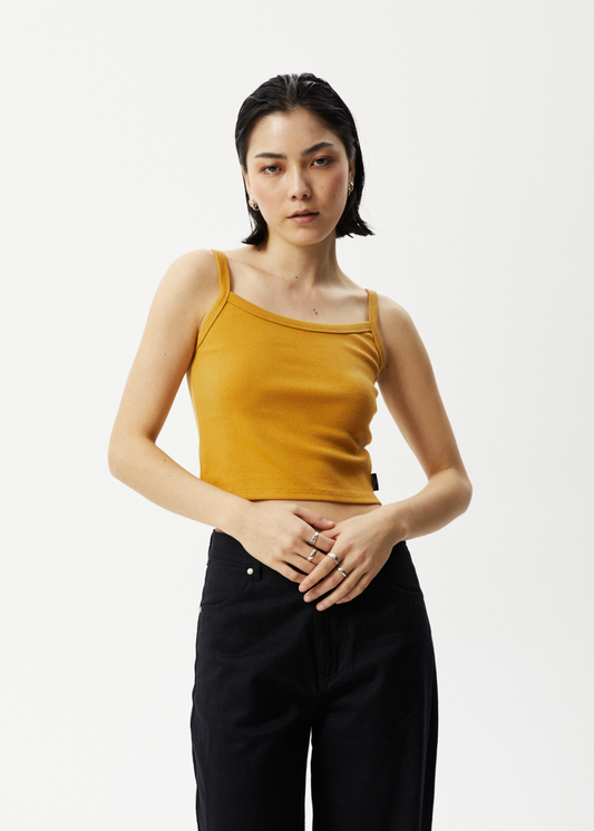 Afends Womens Taylor - Hemp Ribbed Singlet - Mustard 