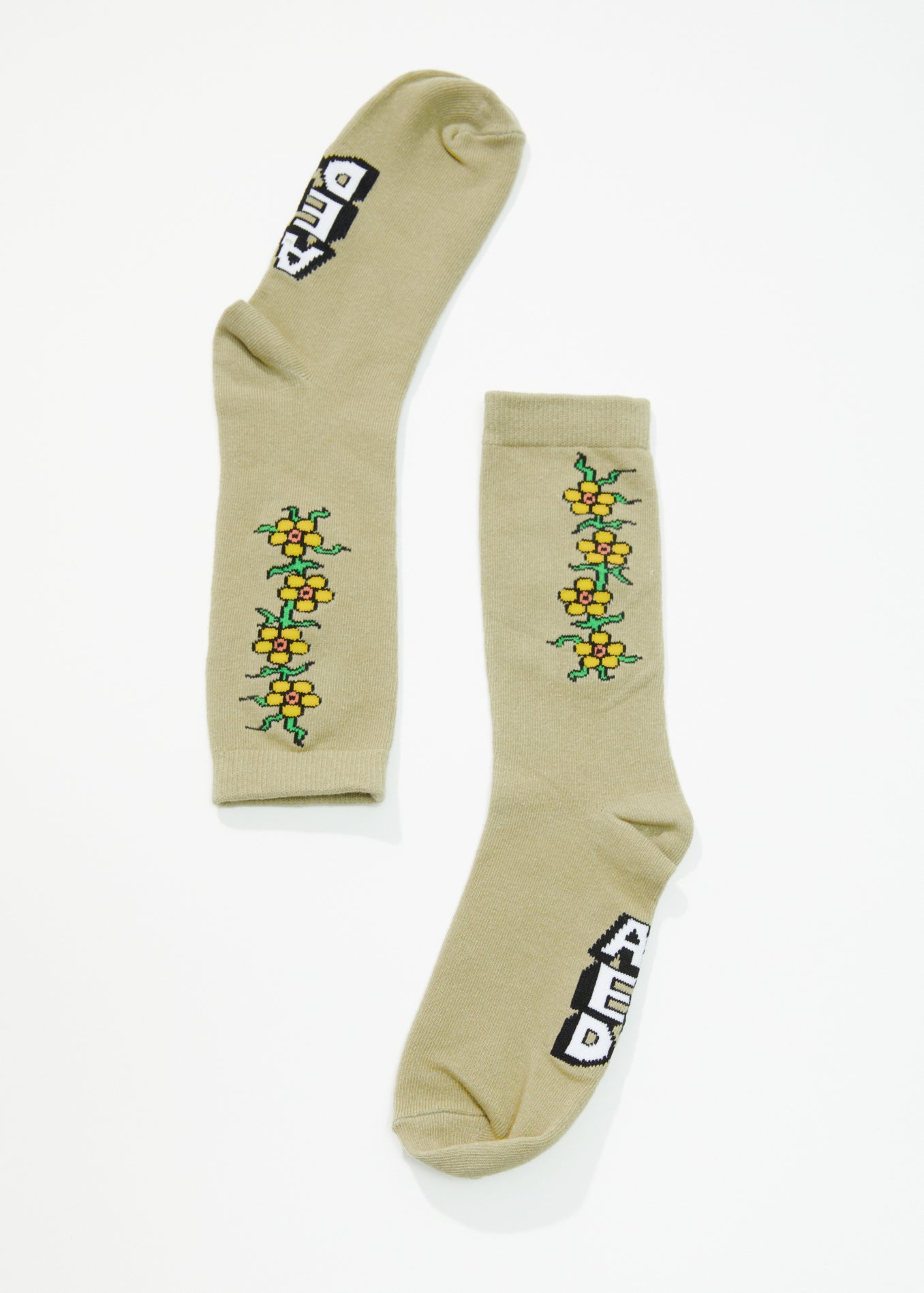 Afends Unisex Flowerbed - Crew Socks - Cement 