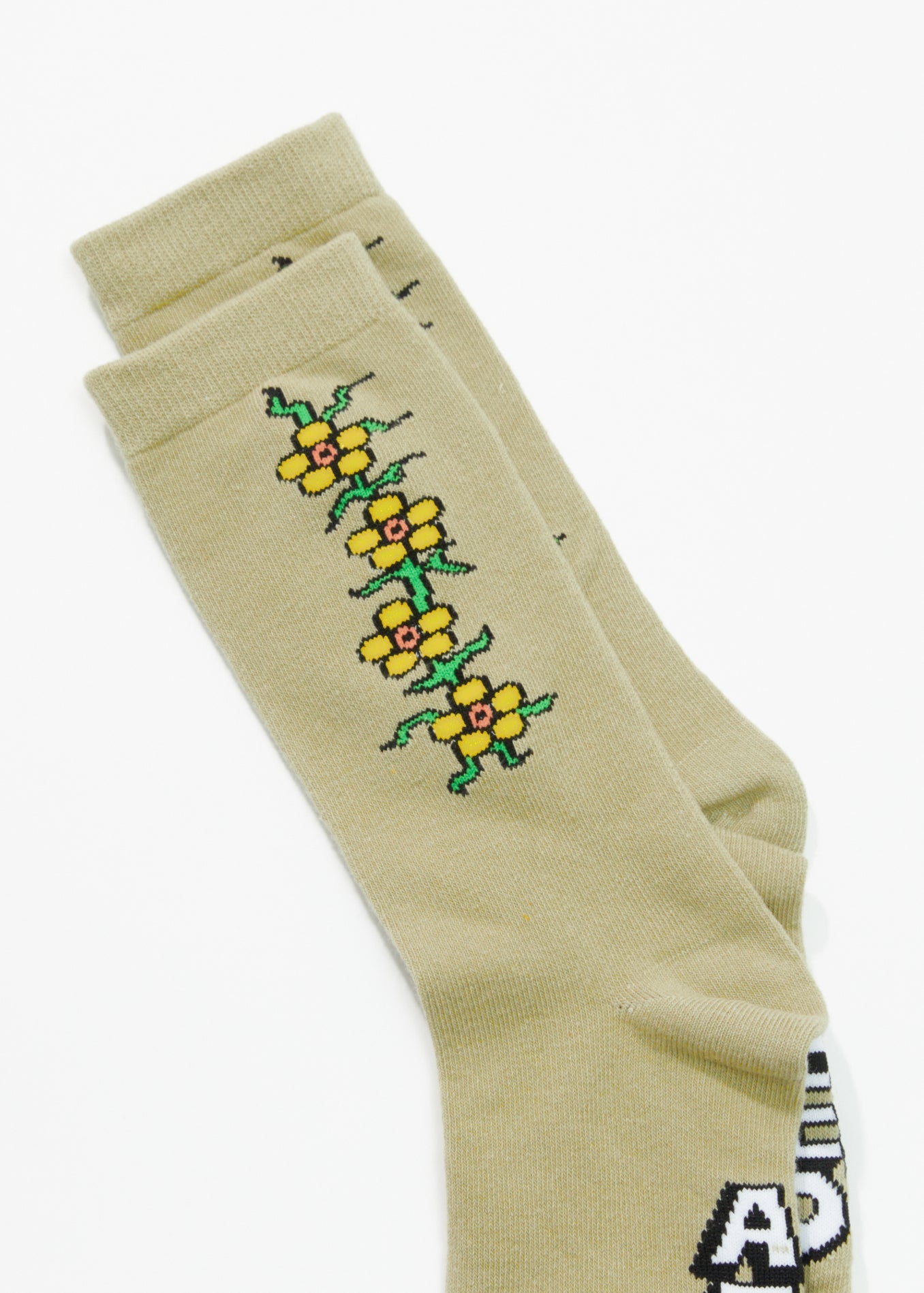 Afends Unisex Flowerbed - Crew Socks - Cement 