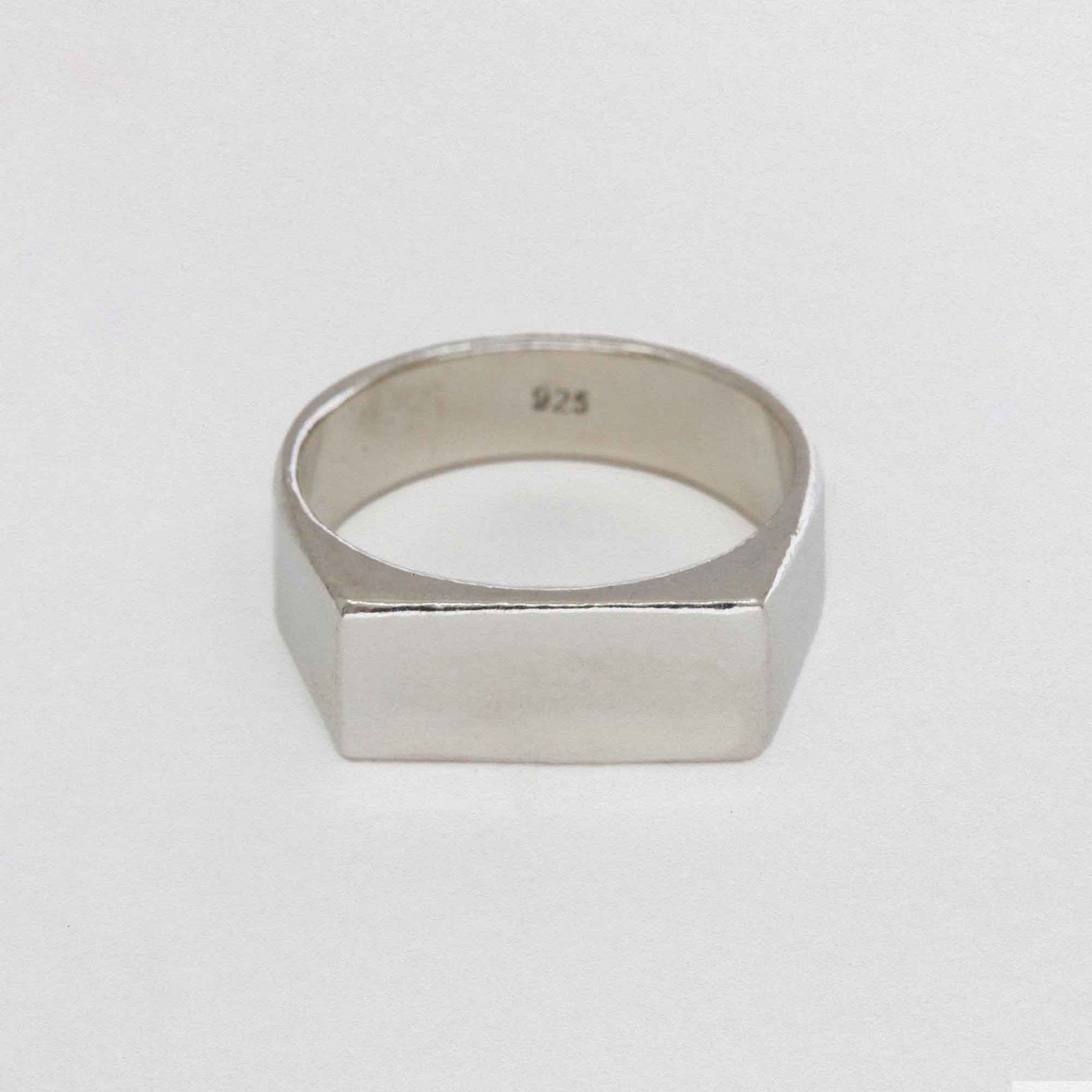 Wide Rectangle Signet Ring In 925 Sterling Silver