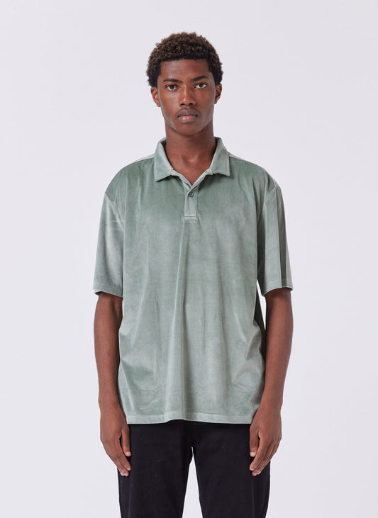 Velour Cord Polo Teal