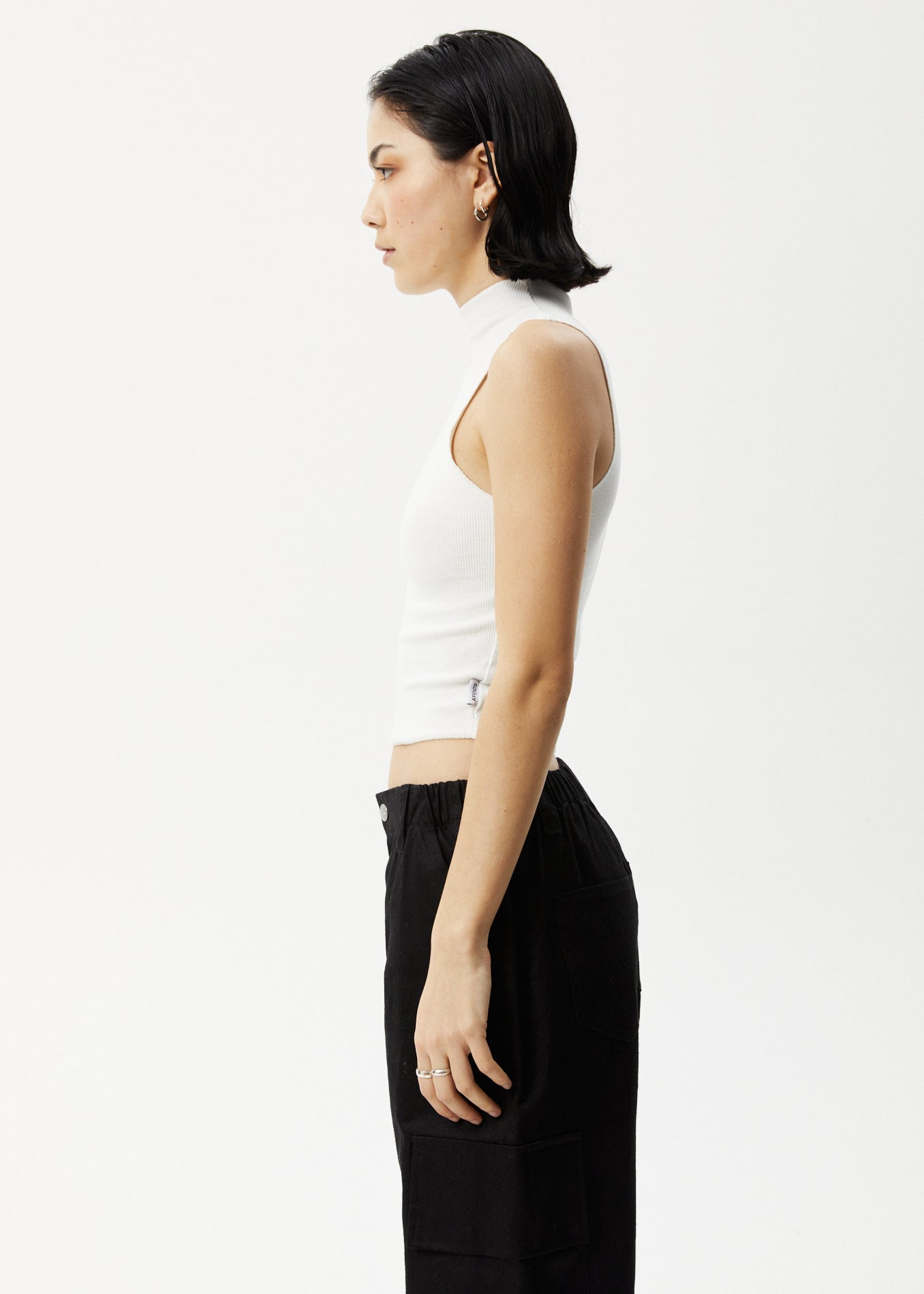 Afends Iconic - Hemp Ribbed High Neck Tank - Off White 