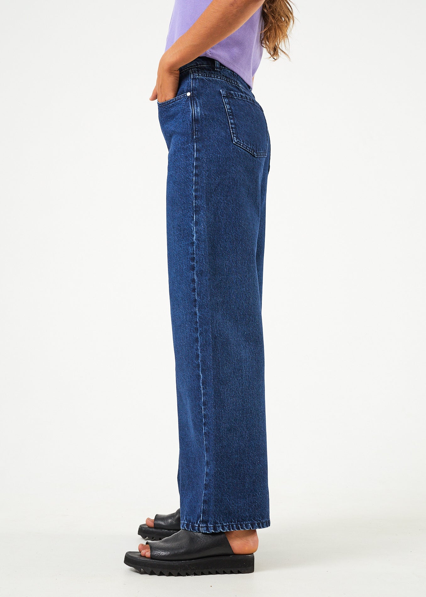 Afends Womens Gigi - Hemp Denim Flared Jeans - Original Rinse 