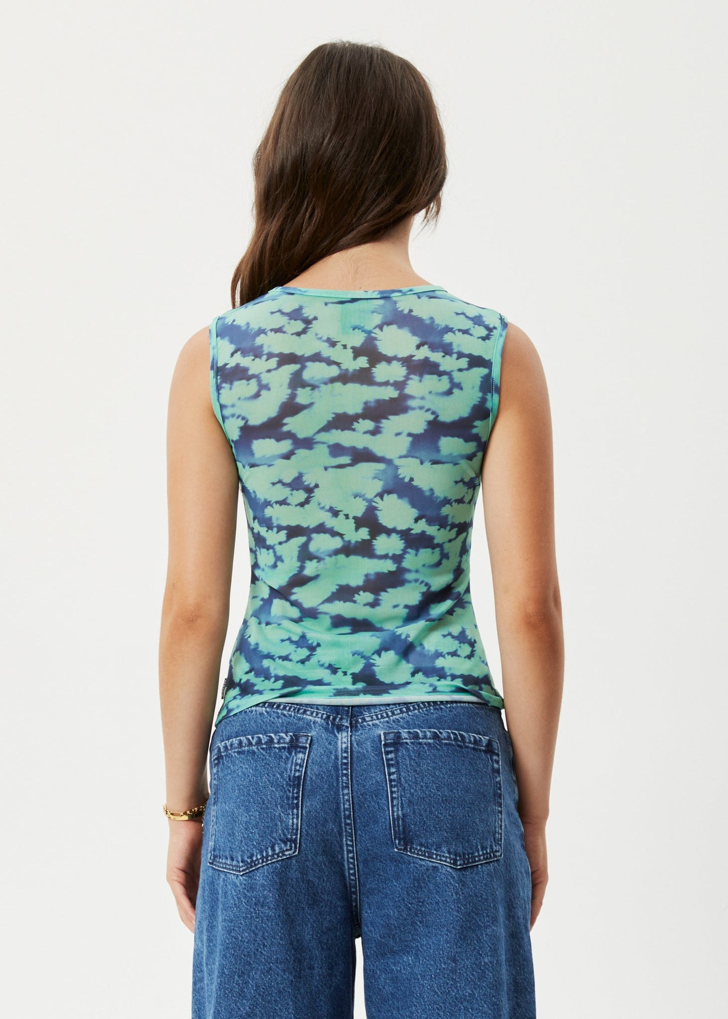 Afends Womens Liquid - Recycled Sheer Sleeveless Top - Jade Floral 