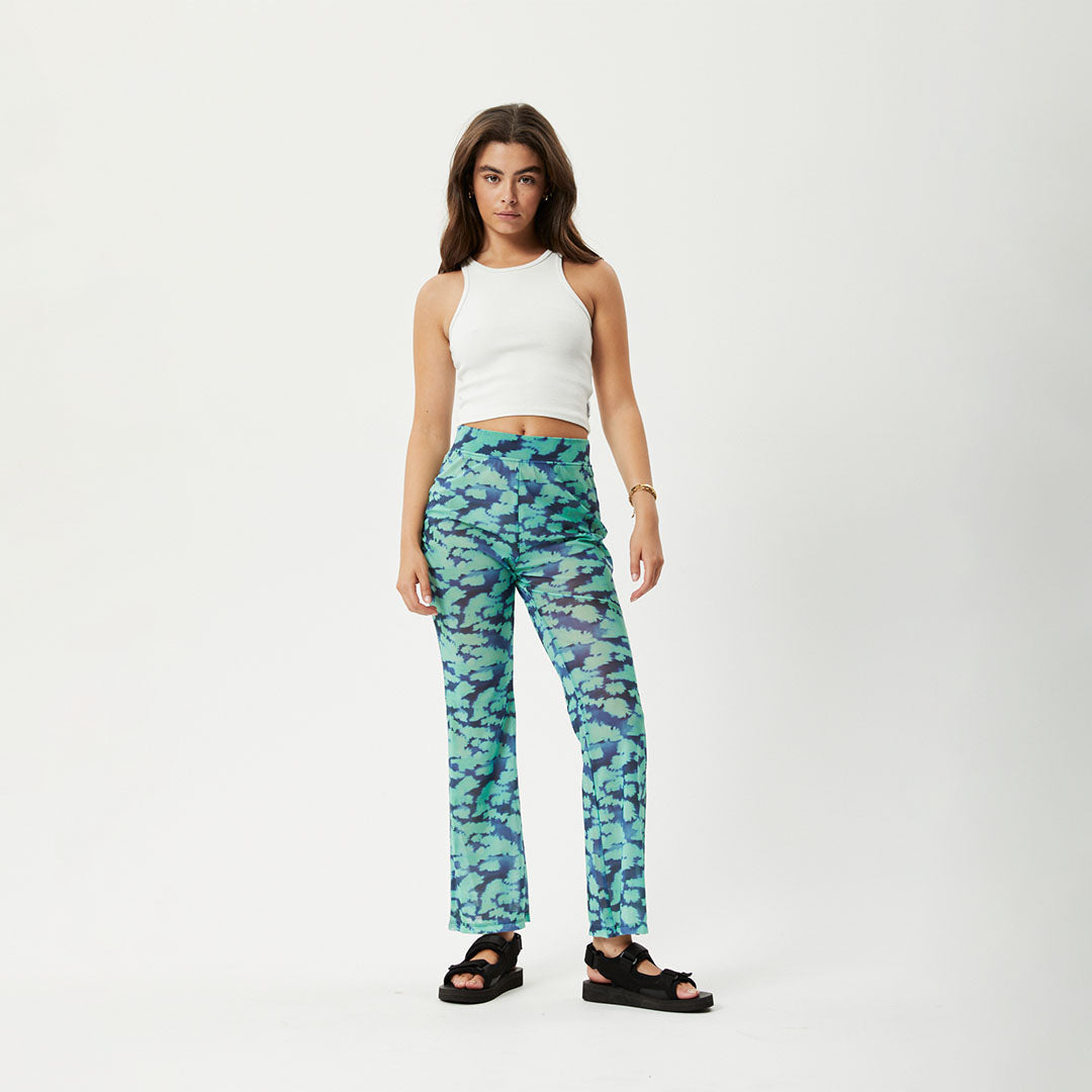 Afends Womens Liquid - Recycled High Waisted Sheer Pants - Jade Floral W231406-JDF-XS