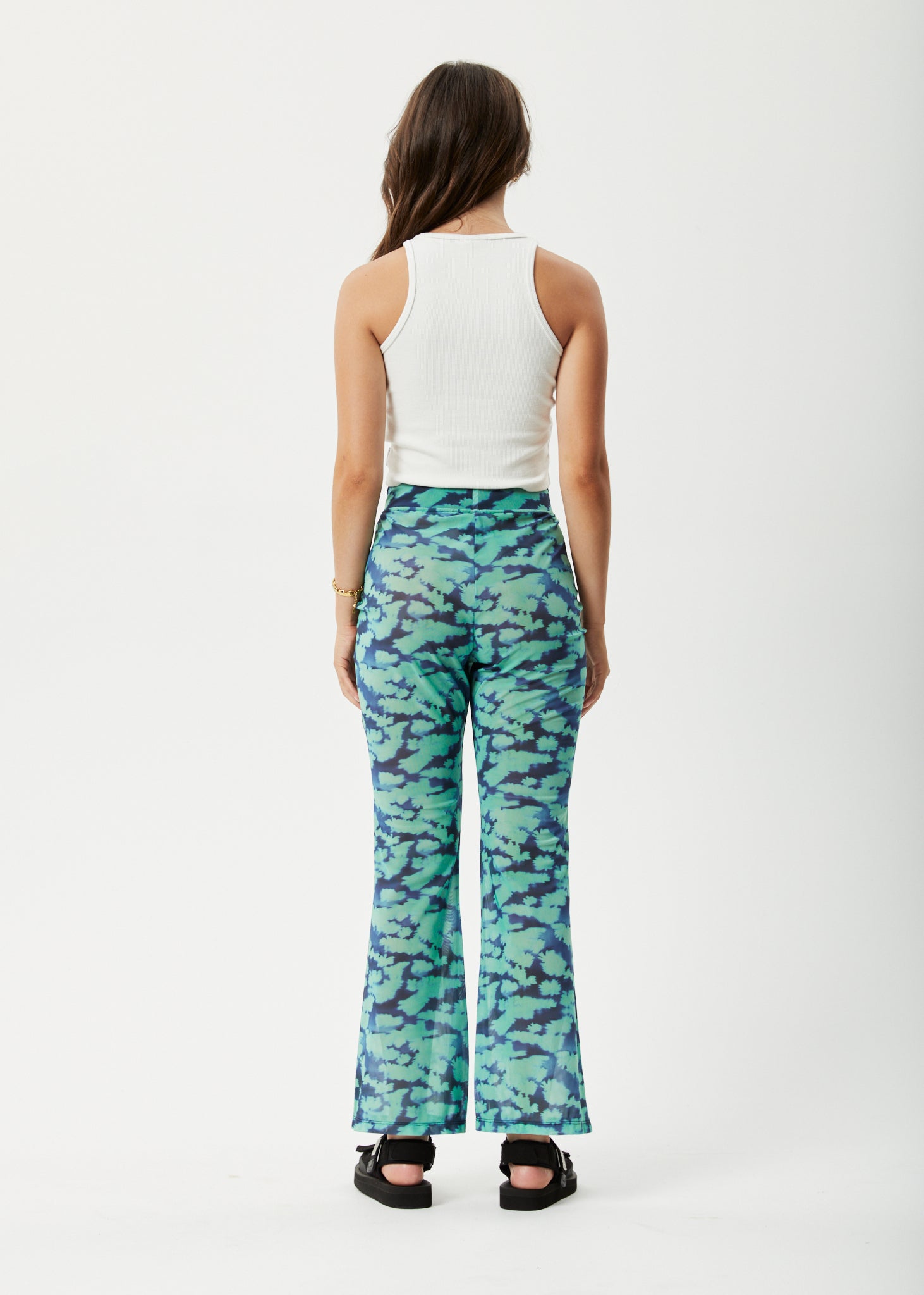 Afends Womens Liquid - Recycled High Waisted Sheer Pants - Jade Floral 