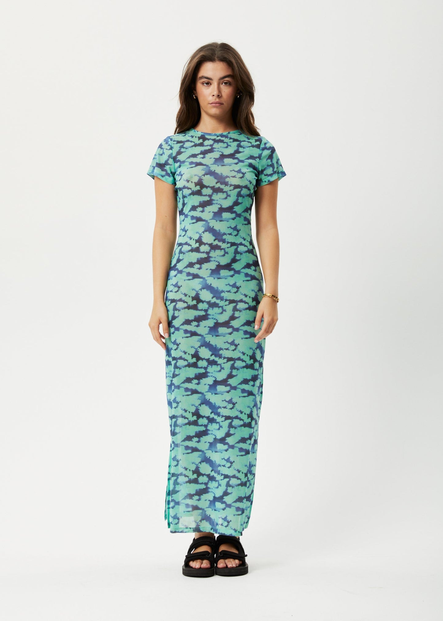 Afends Womens Liquid - Recycled Sheer Maxi Dress - Jade Floral 