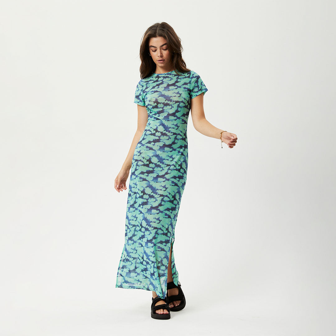 Afends Womens Liquid - Recycled Sheer Maxi Dress - Jade Floral W231805-JDF-XS